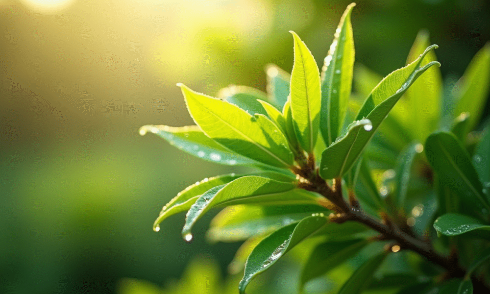Buisson japonais dans un jardin ensoleille avec feuilles vertes