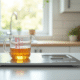 Cuisine moderne avec verre doseur et balance numérique