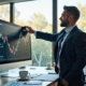 Expert financier pointant un graphique boursier en croissance