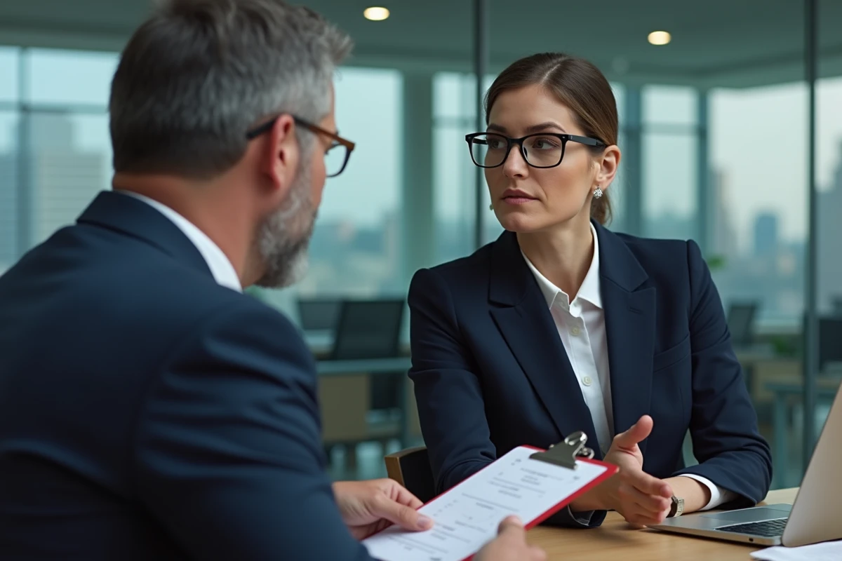 Femme d'affaires en réunion avec un homme dans un bureau