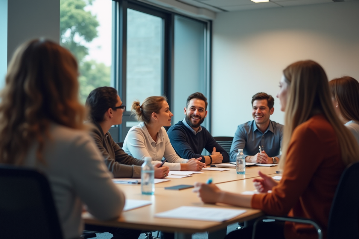 Groupe de formateurs en formation pour assistants éducatifs