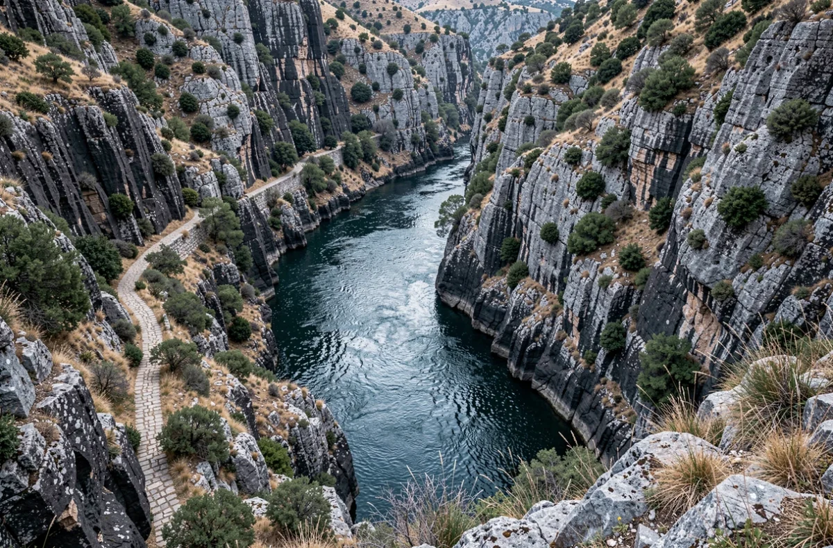 Gorges du Rhône avec falaises calcaires et eaux turquoise dans le sud de la France