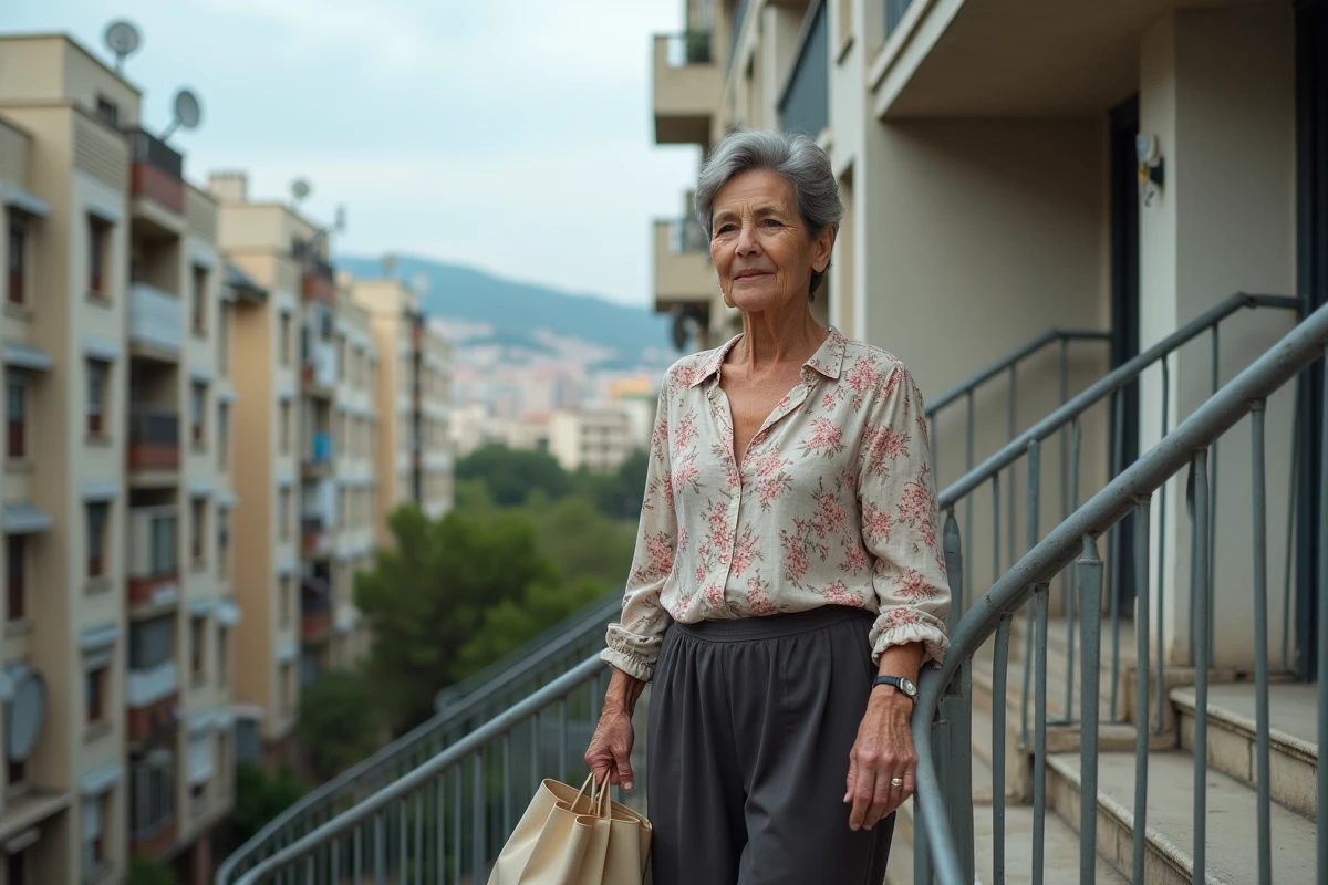 Habitante d'un quartier nord de Marseille devant une résidence HLM au quotidien