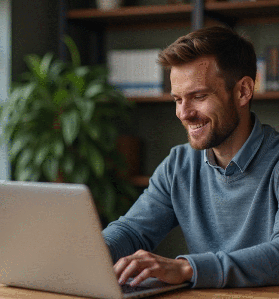 Homme au bureau vérifiant sa connexion VPN