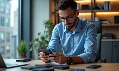 Jeune homme professionnel compare disques durs externes