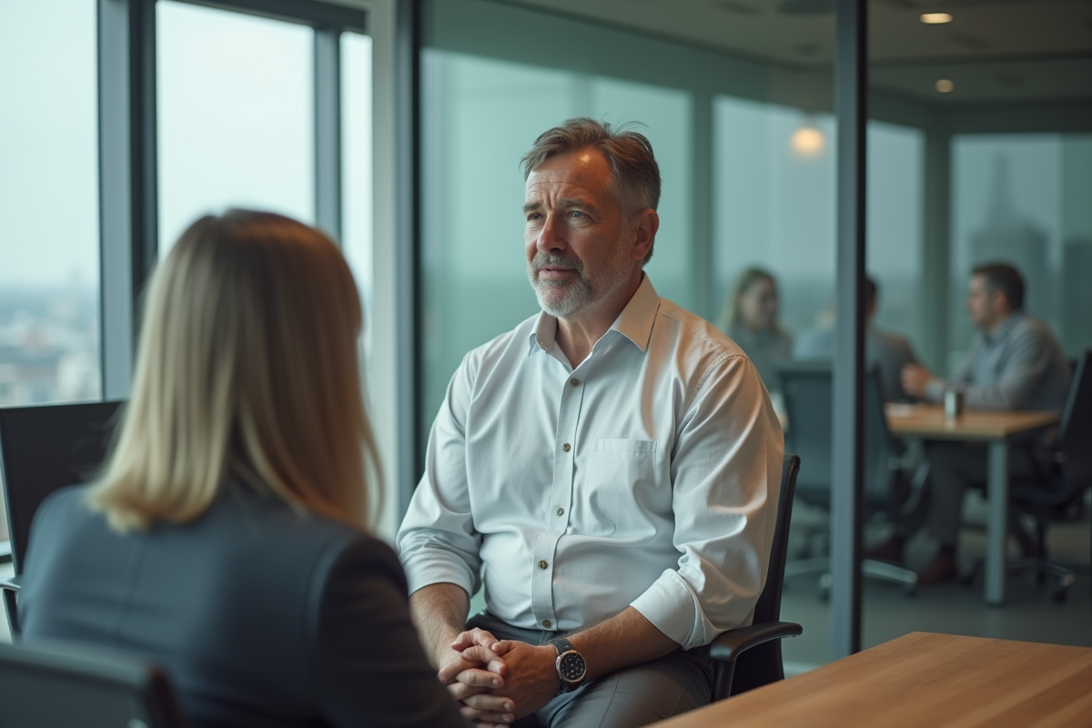 Homme en réunion professionnelle avec un manager