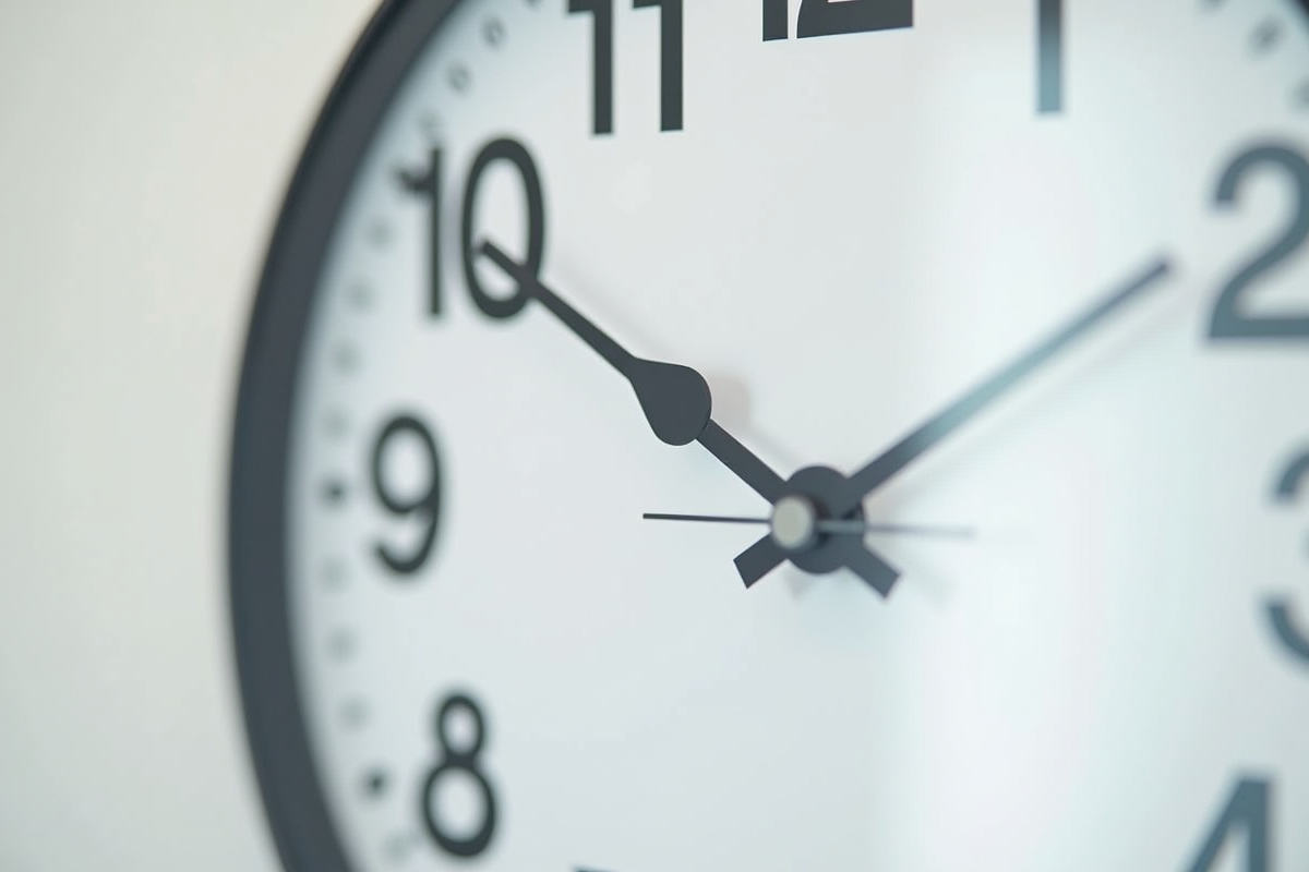Horloge moderne avec chiffres noirs gros en gros plan