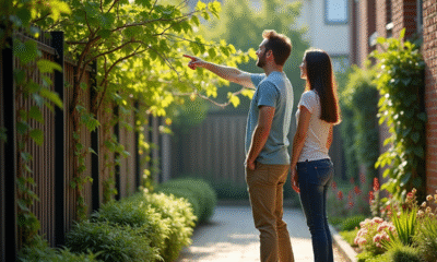 Voisins dans un jardin urbain lumineux avec vignes